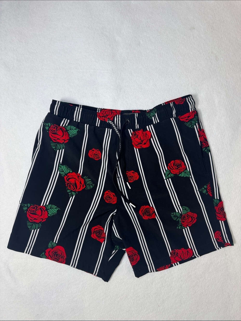 Surf Society Rose Print Swim Trunks With Front & Back Pockets